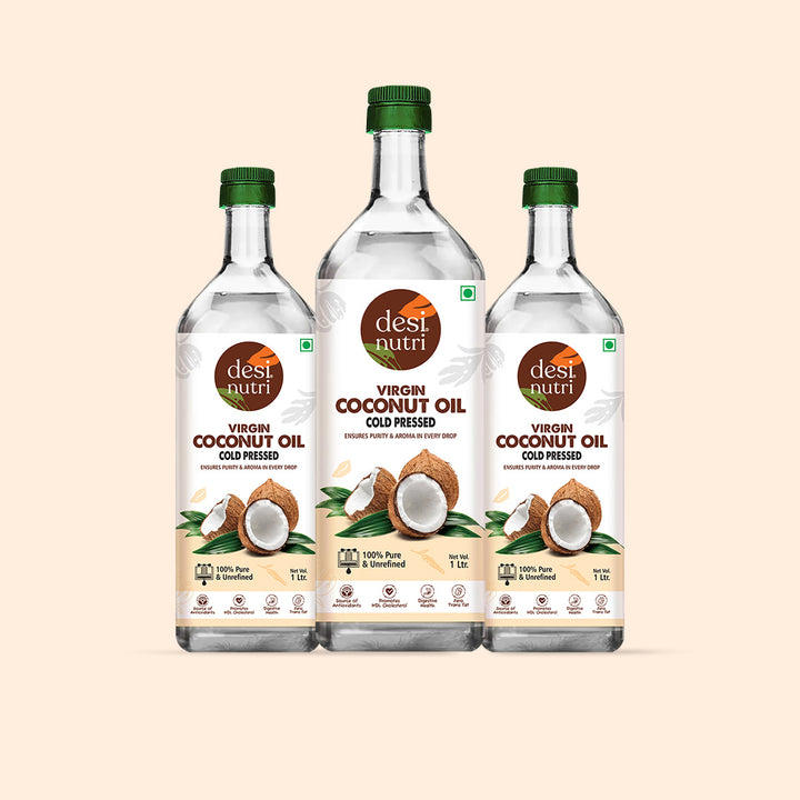 Cold Pressed Virgin Coconut Oil Pack of 3 - 1 Ltr Each