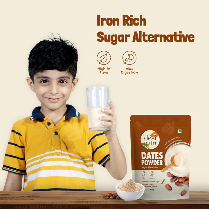 Dates Powder (Healthy Substitute for Refined Sugar) | Kharik/Khajur Powder | Natural Sweetener - 300gm