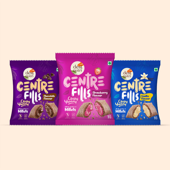 Centre Fills 4 in 1 Combo Pack (Chocolate x 2, Vanilla, Strawberry - 100g(25g Each)