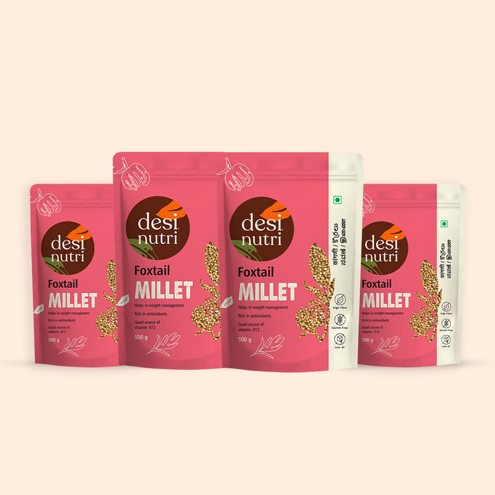 Foxtail Millets (Korra | Kangni | Thinai | Navane) Combo Pack of 4 - 500g Each
