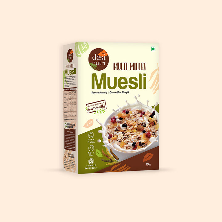 Multi Millet Muesli - Improves Immunity, Bone Strength, Weight Management - 450g