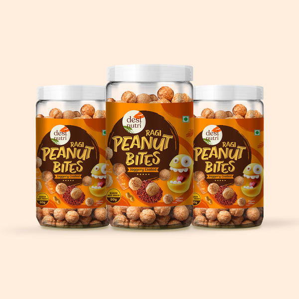 Ragi Peanut Bites Jaggery Coated Pack of 3 - 80g Each