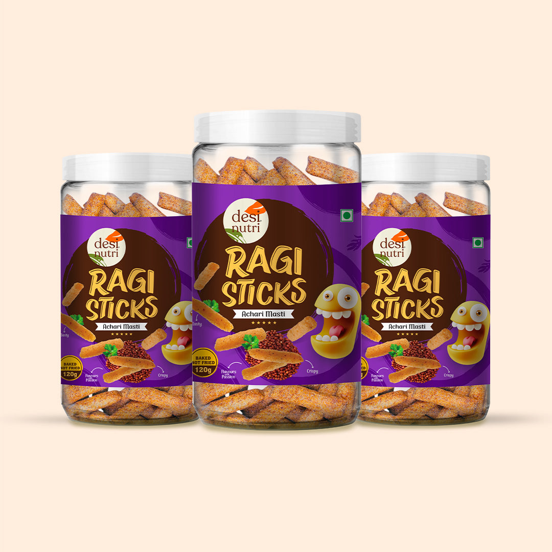 Ragi Sticks Achari Masti Pack of 3 - 120g Each